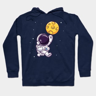 Cute Astronaut Smashing Moon Cartoon Hoodie